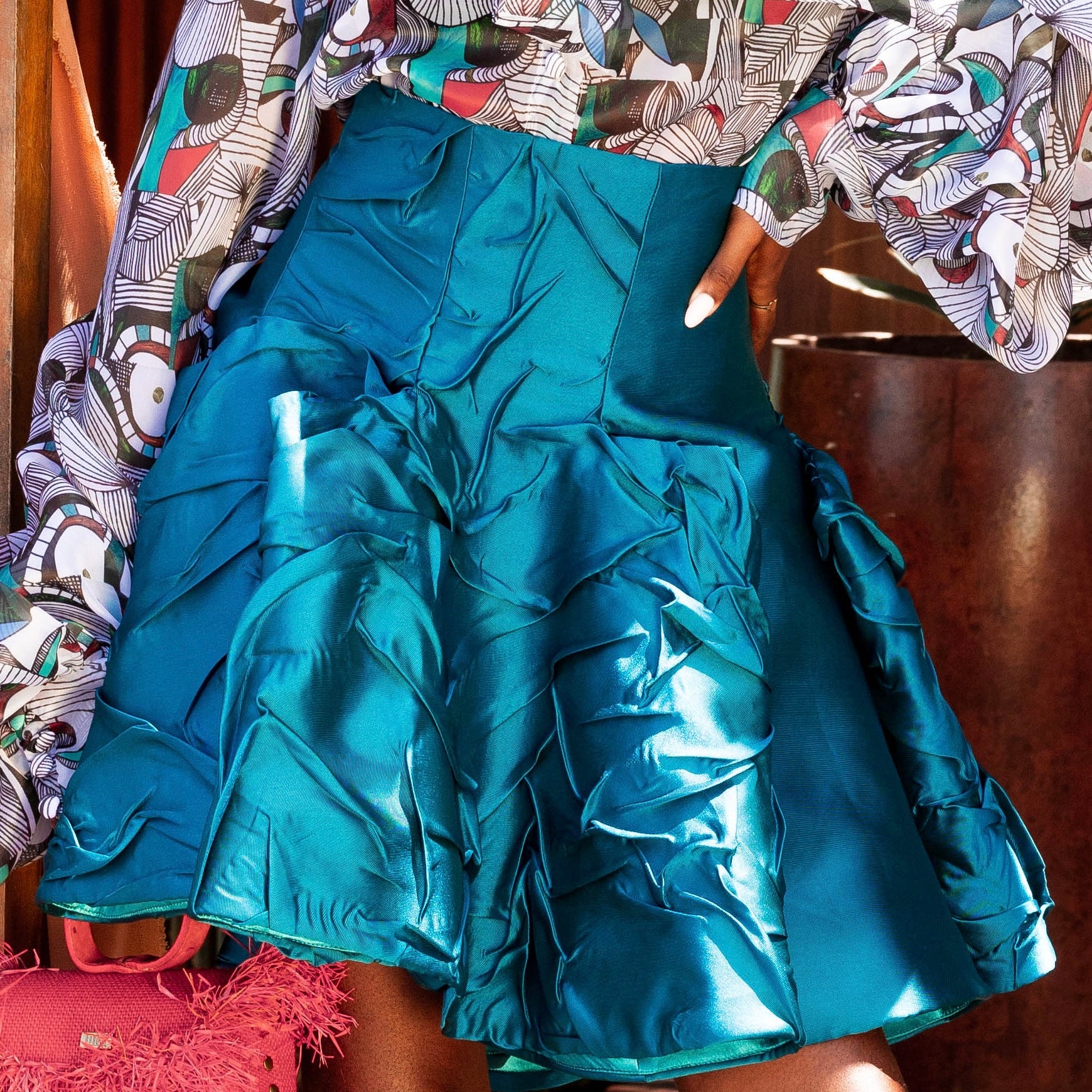 DAVID TLALE  KITA SKIRT (TEAL)