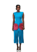 BSTYLE SENA ROSE FRINGE MIDI DRESS