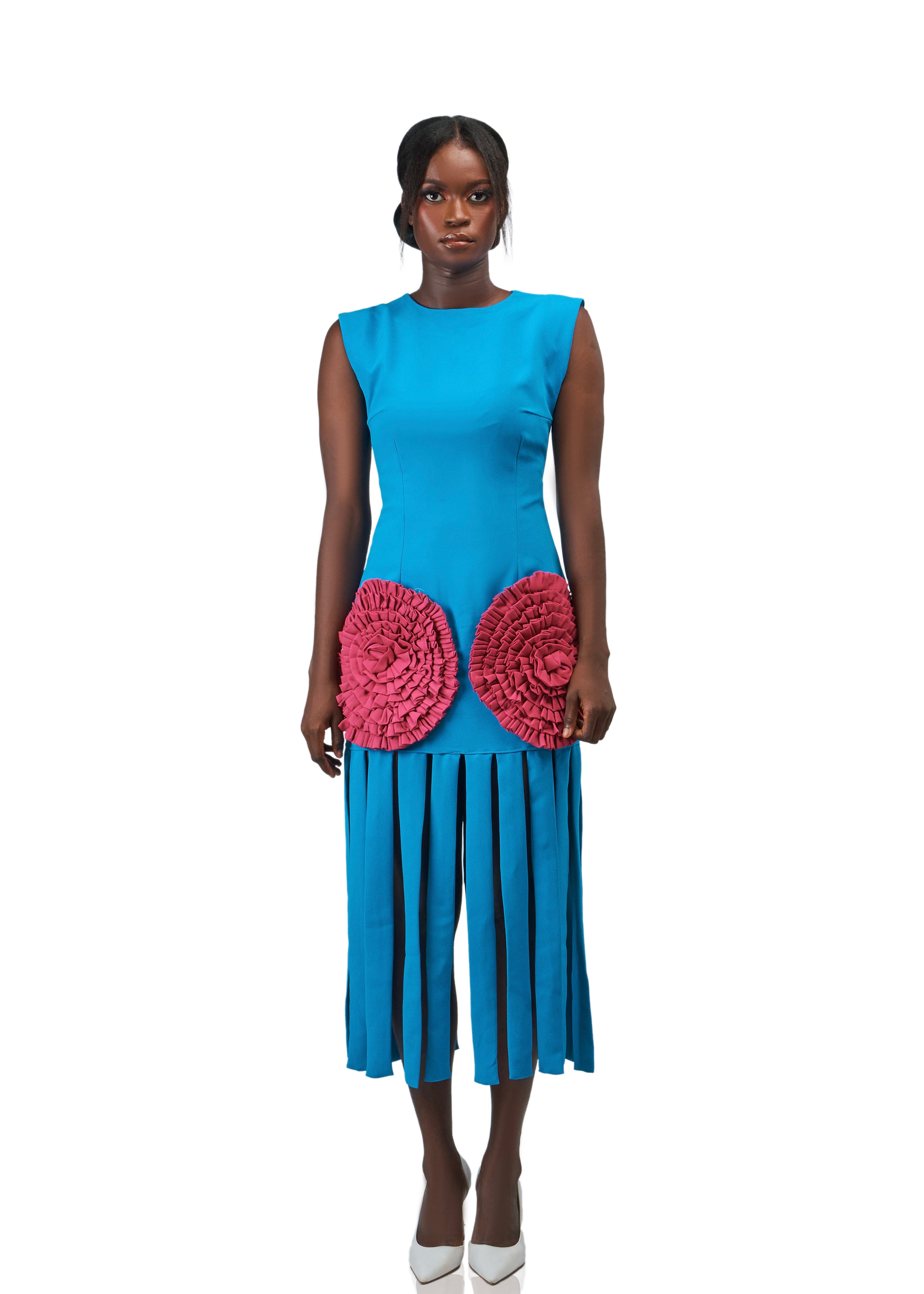 BSTYLE SENA ROSE FRINGE MIDI DRESS