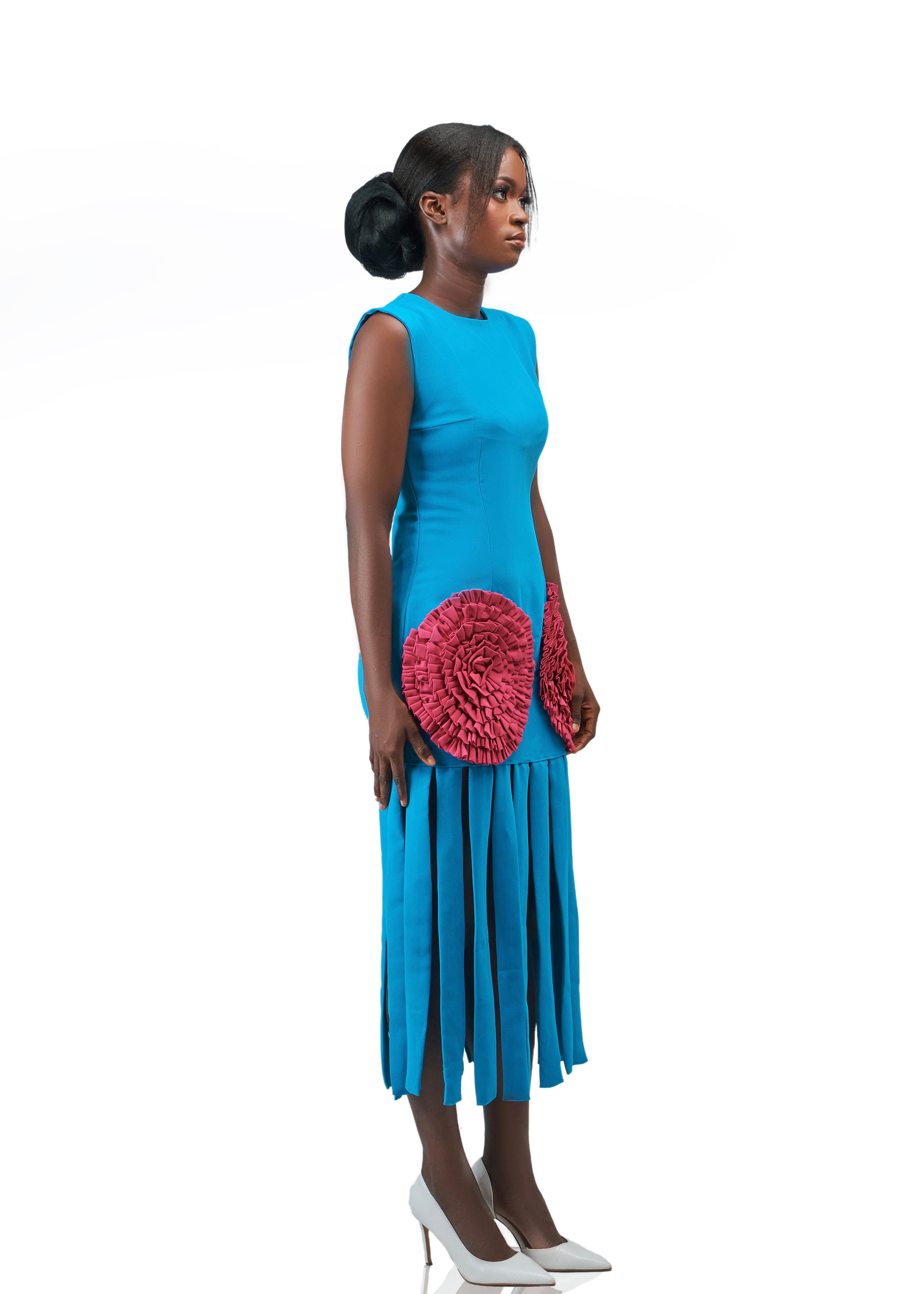 BSTYLE SENA ROSE FRINGE MIDI DRESS