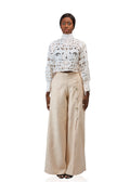 BSTYLE OXANA LACE BLOUSE WITH SLIT WIDE LEG PANTS