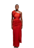 JIBBS CRIMSON DRAPE ON-SHOULDER GOWN