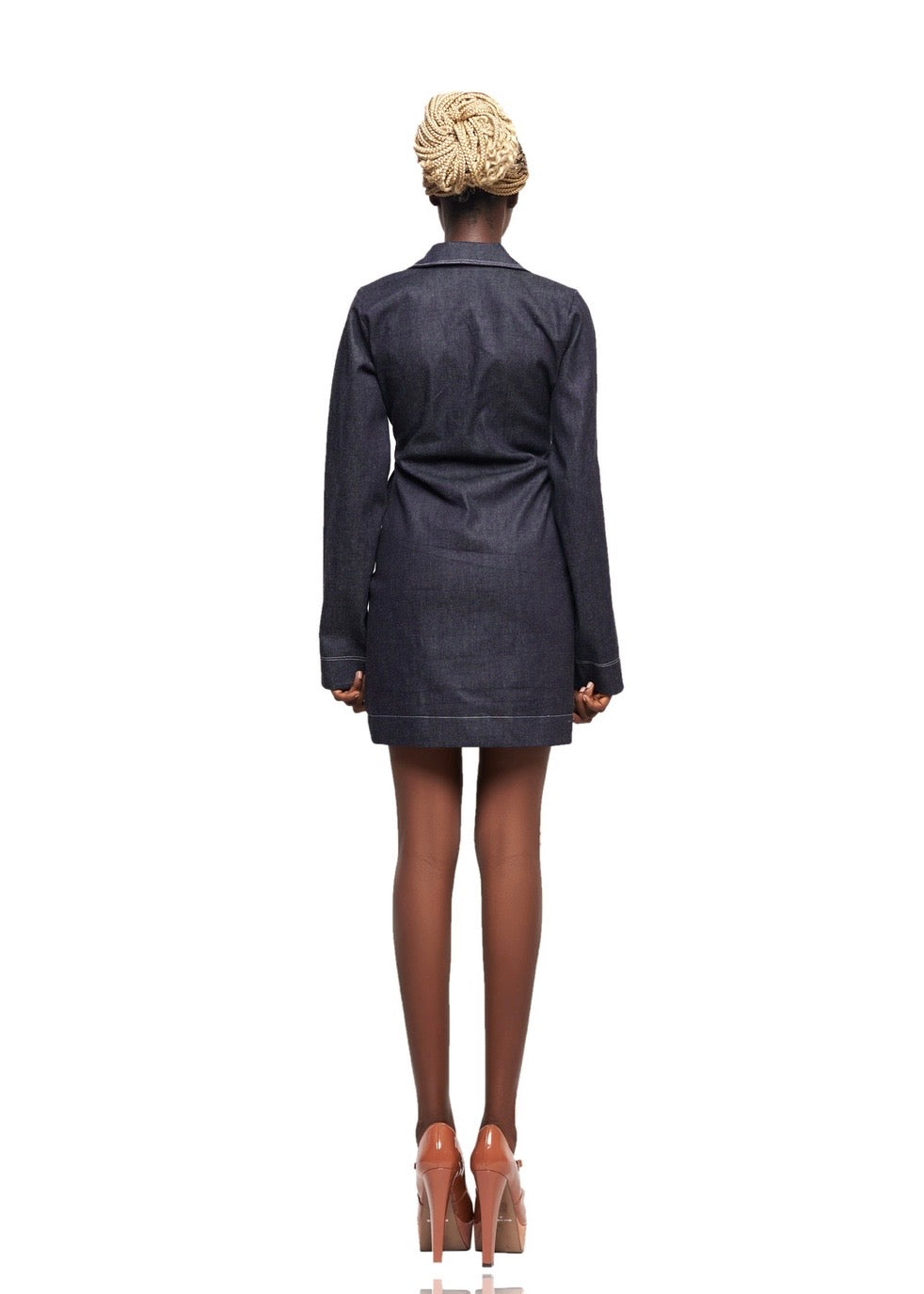 JIBBS MIDNIGHT STITCH DENIM BLAZER DRESS