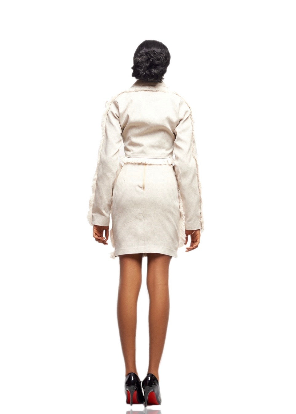 JIBBS IVORY FRAYED-EDGE POWER SUIT