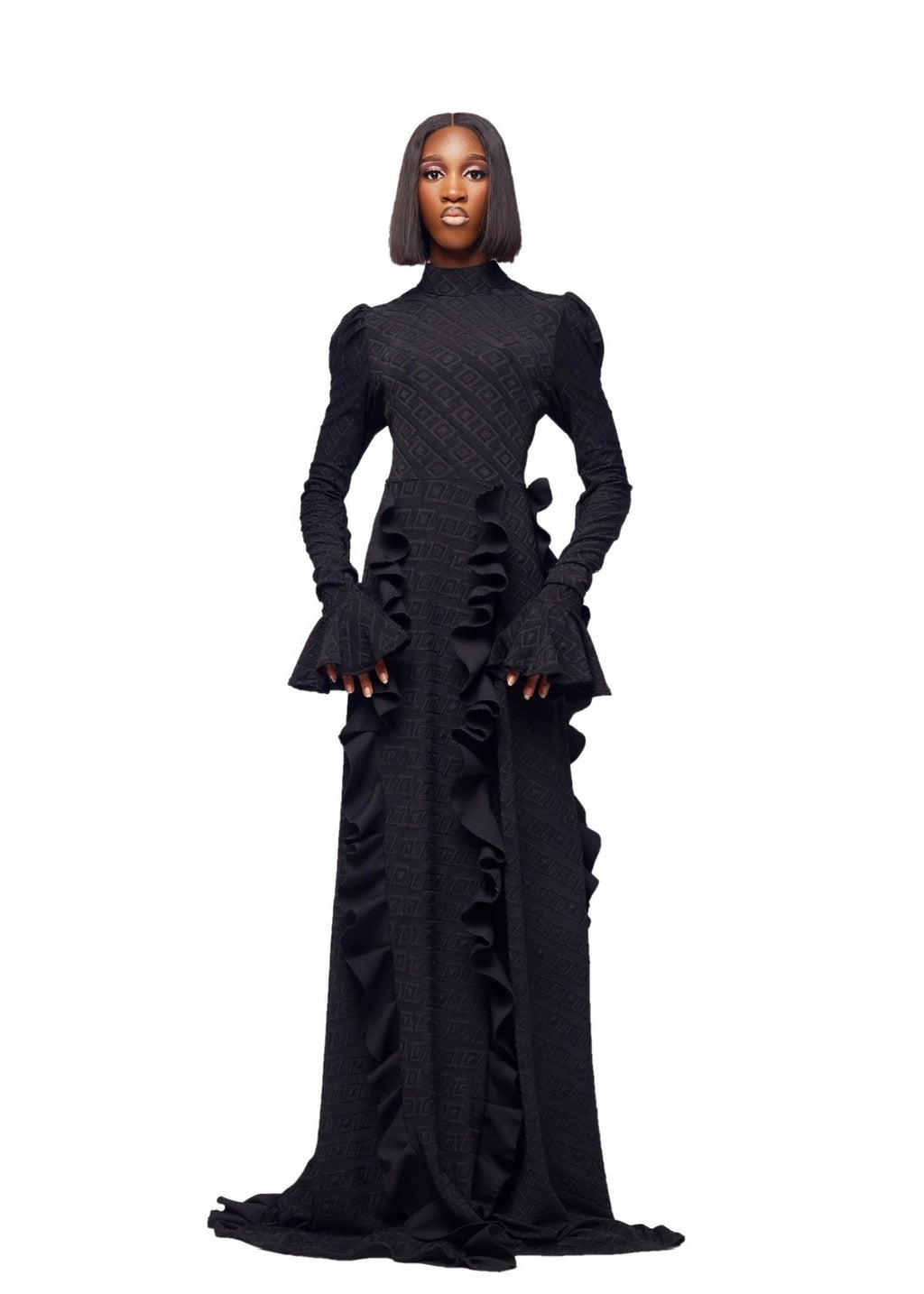 GIVENO NOIR ROYAL CASCADE GOWN