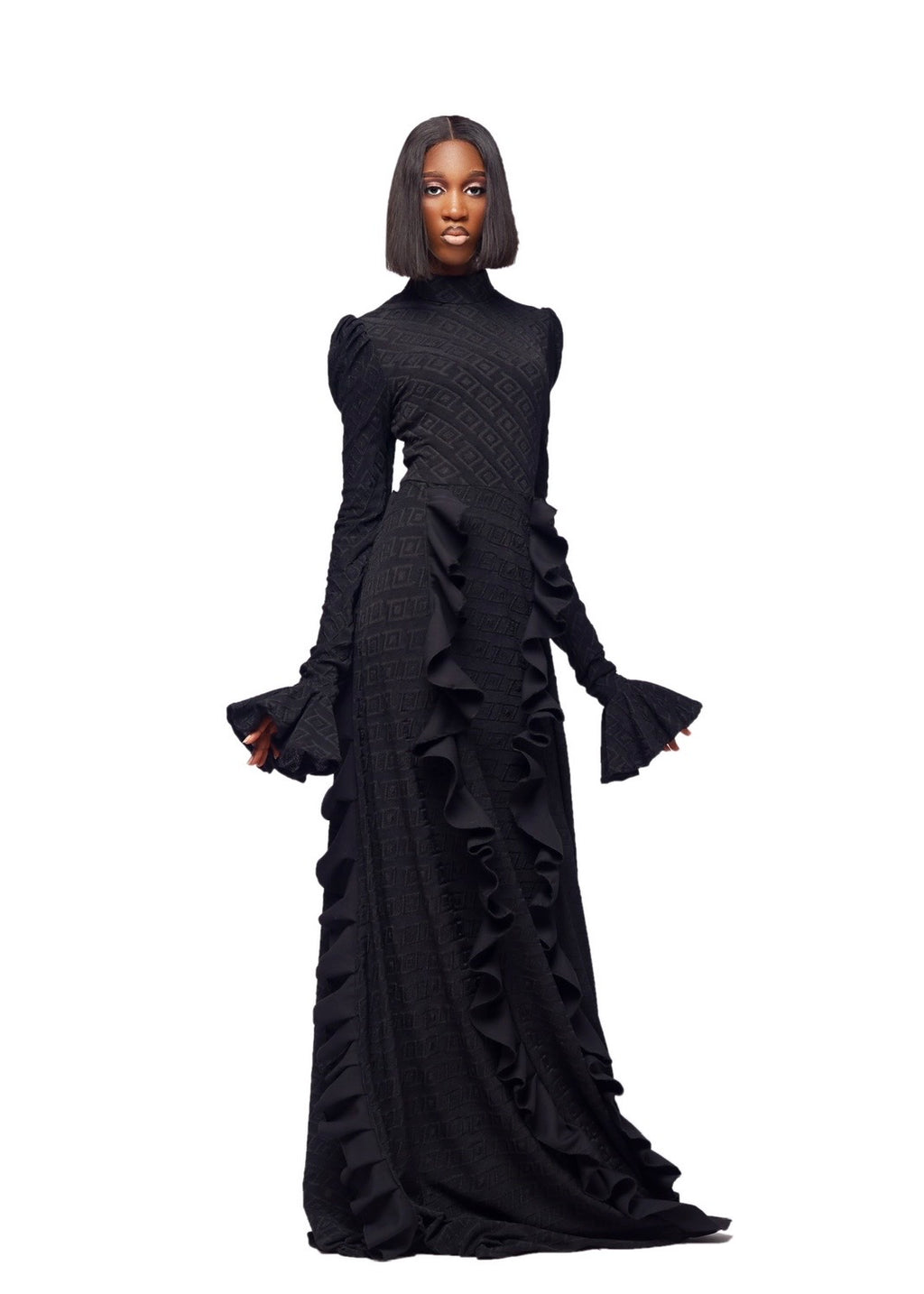 GIVENO NOIR ROYAL CASCADE GOWN