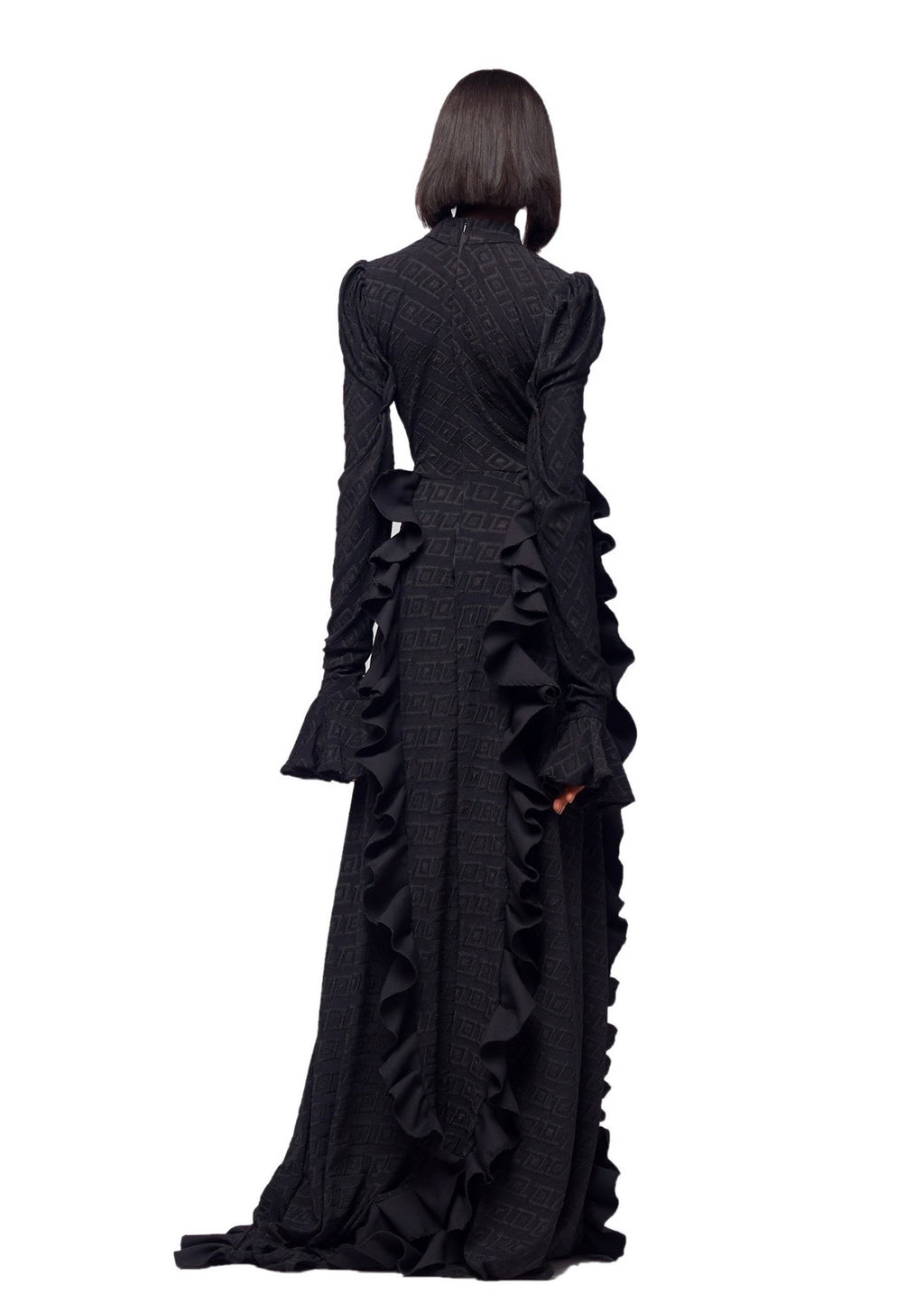 GIVENO NOIR ROYAL CASCADE GOWN
