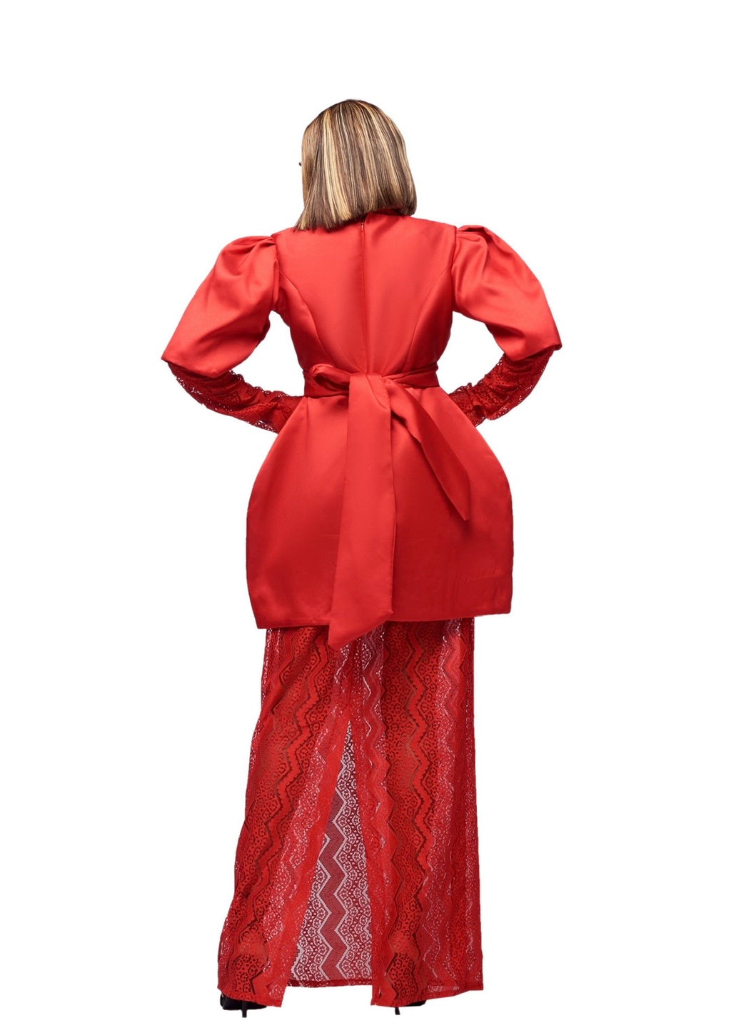 GIVENO SCARLET REGENCY LACE ENSEMBLE