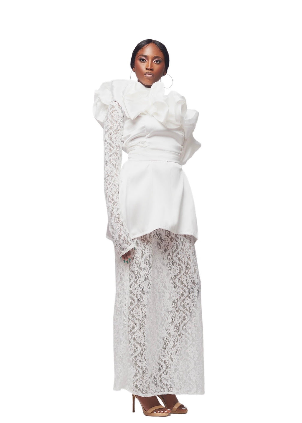 GIVENO VORY ORCHID LACE ENSEMBLE