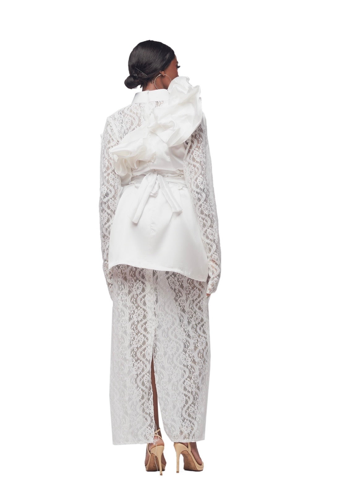 GIVENO VORY ORCHID LACE ENSEMBLE