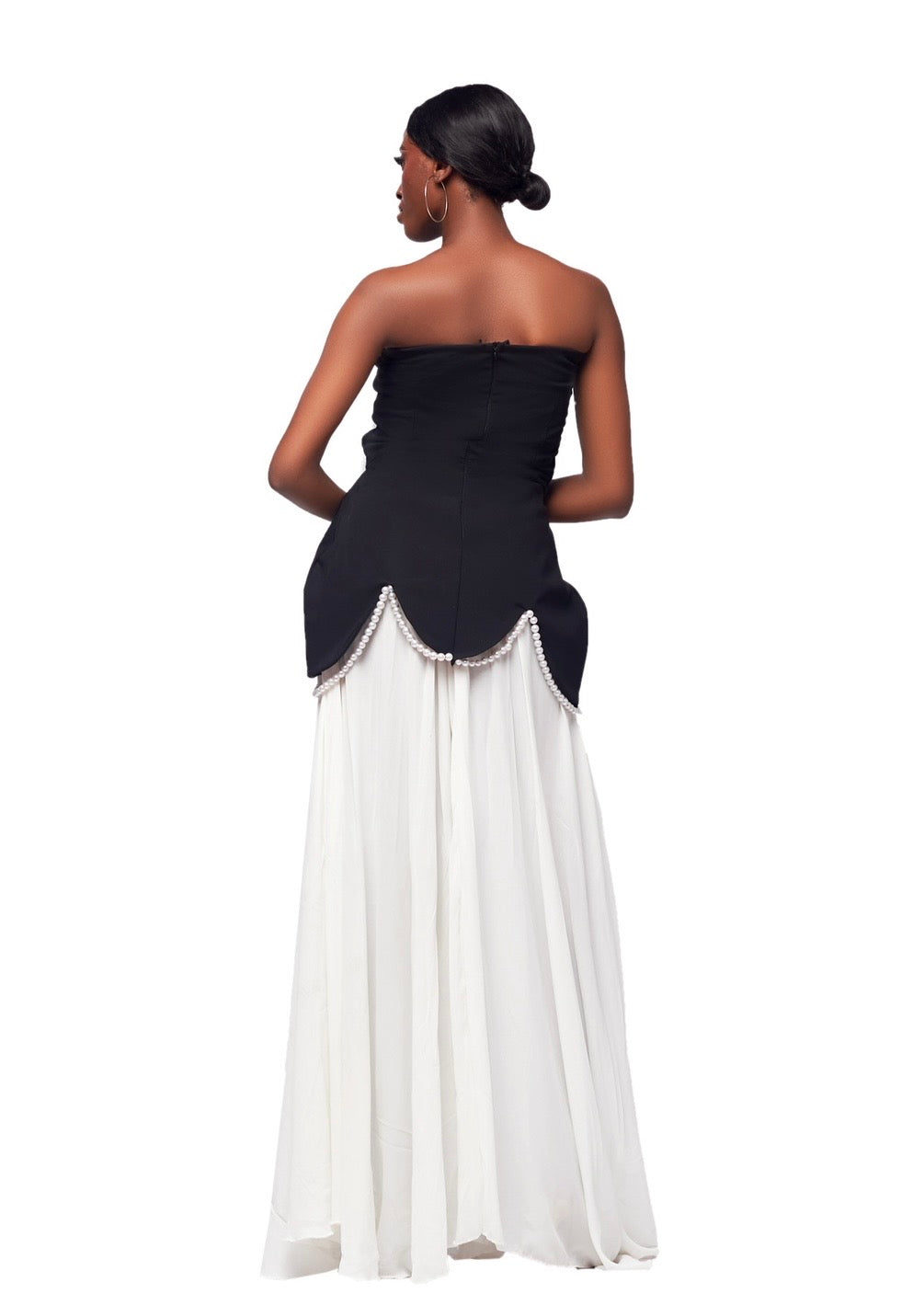 GIVENO MONOCHROME CRESCENT MAXI DRESS