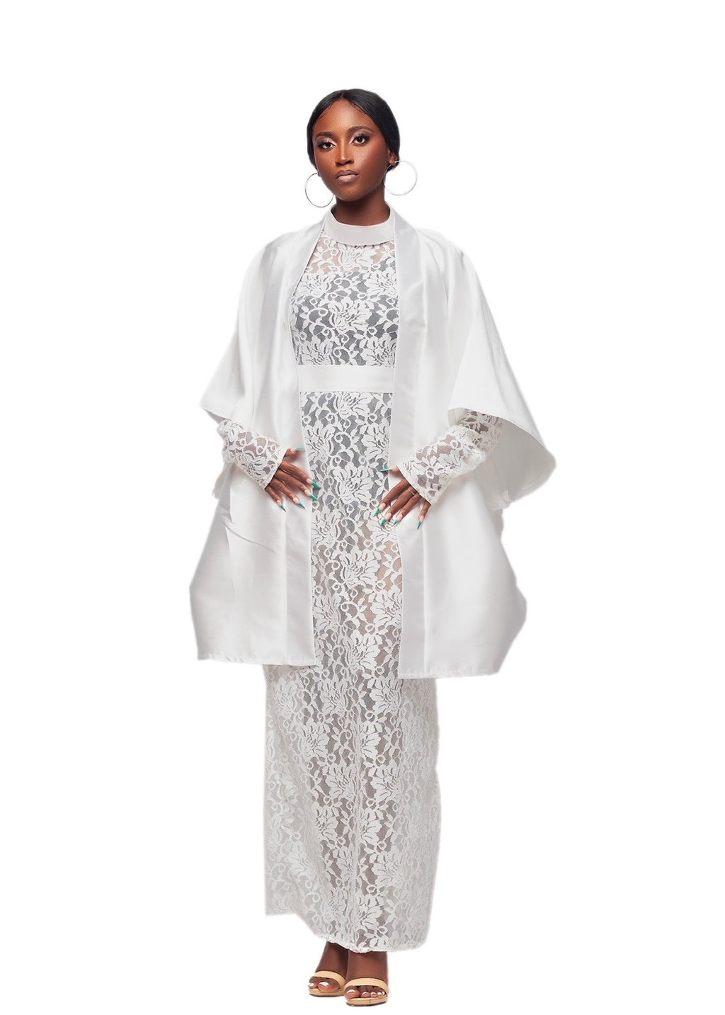 GIVENO CELESTIAL VEIL LACE ENSEMBLE