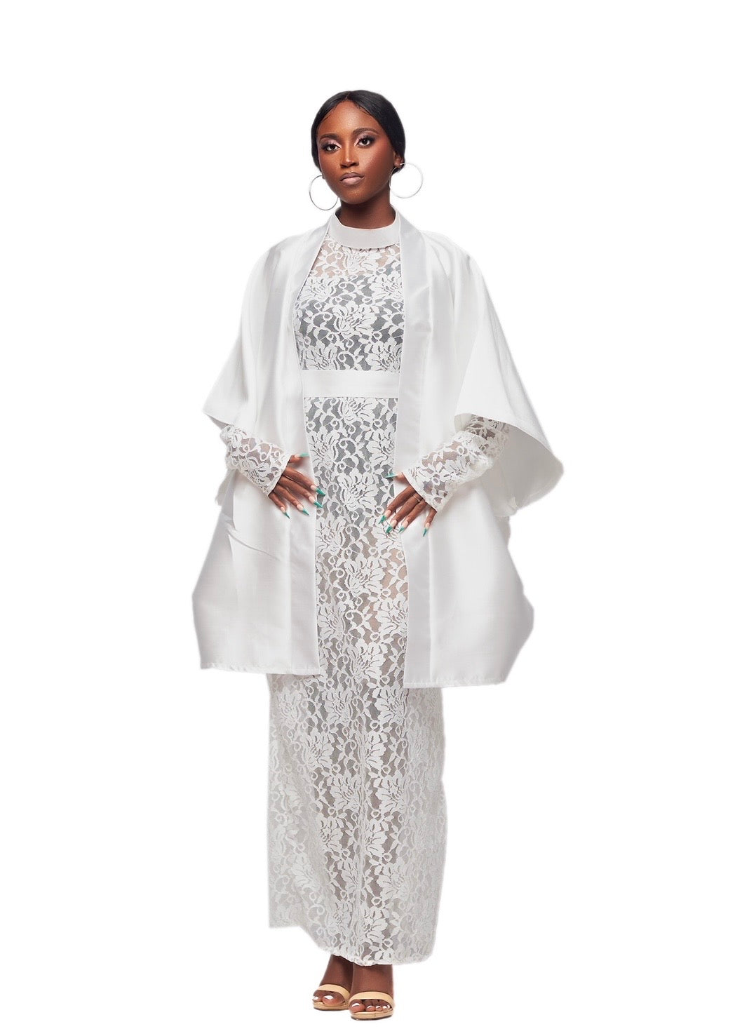 GIVENO CELESTIAL VEIL LACE ENSEMBLE