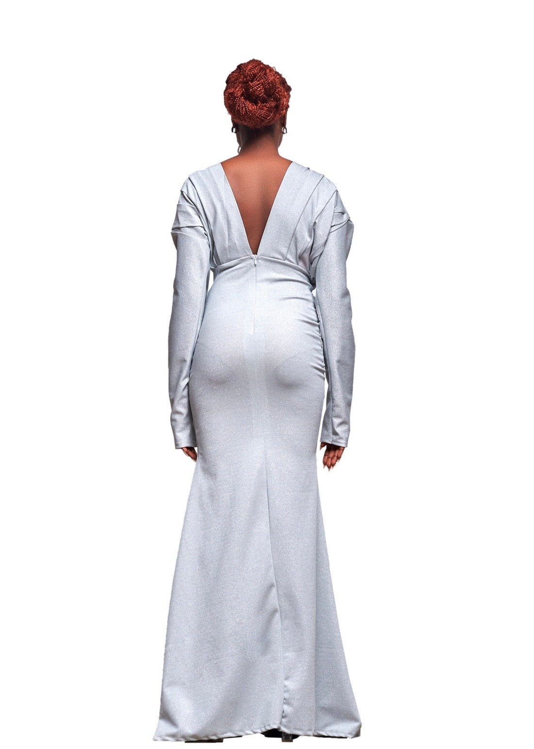 KAFFY SILVER ECLIPSE RUCHED GOWN
