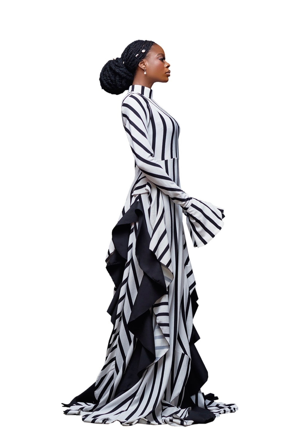 KAFFY MONOCHROME CASCADE STRIPE GOWN