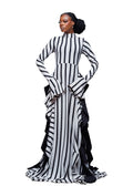 KAFFY MONOCHROME CASCADE STRIPE GOWN