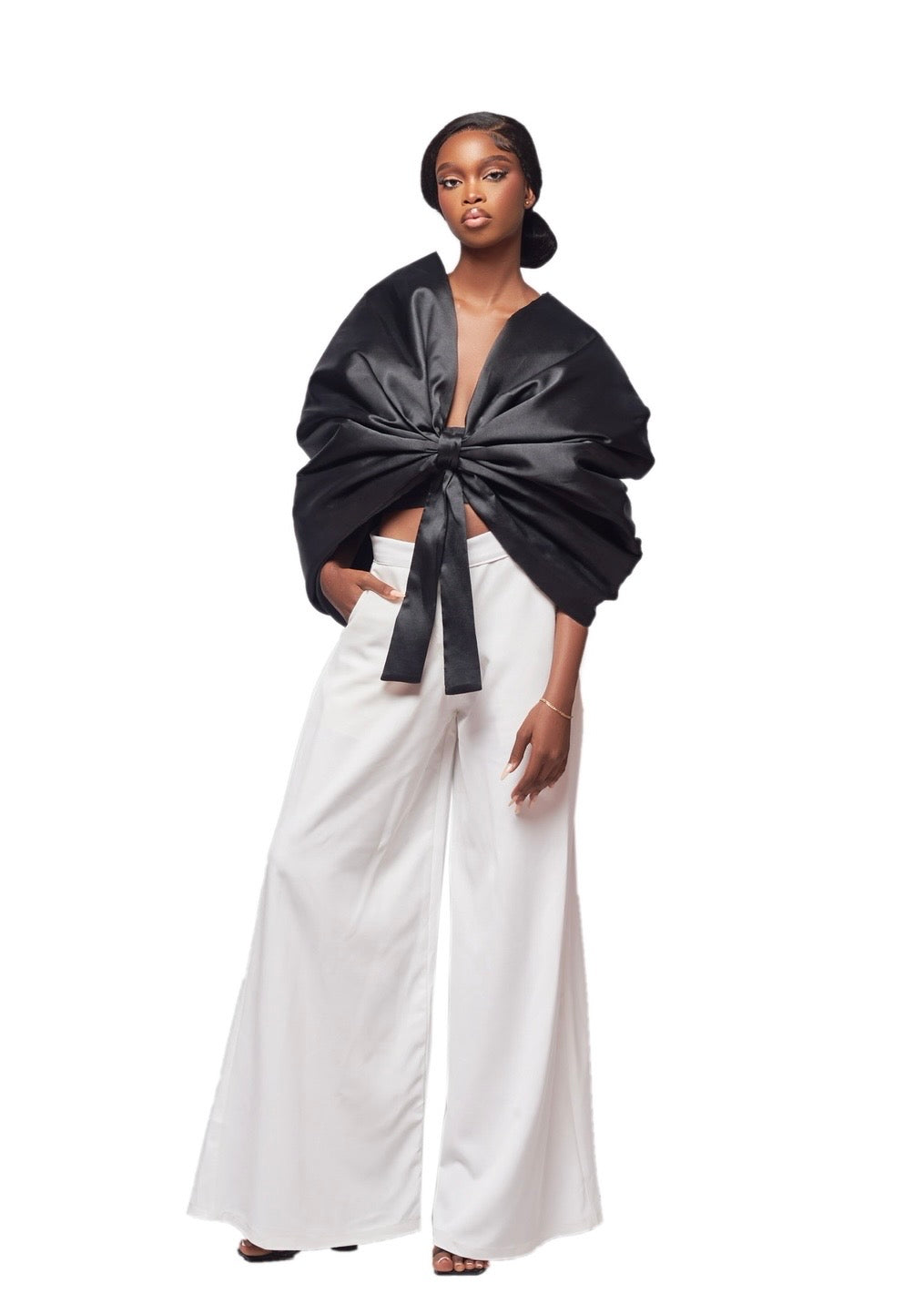 FLOREVERIE OBSIDIAN COUTURE BOW BLOUSE