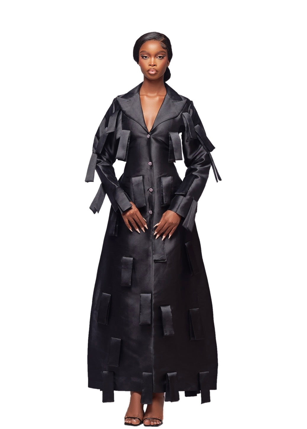FLOREVERIE MIDNIGHT FRAGMENT TRENCH GOWN