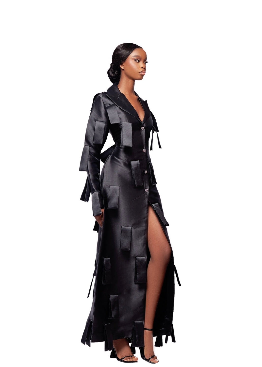 FLOREVERIE MIDNIGHT FRAGMENT TRENCH GOWN