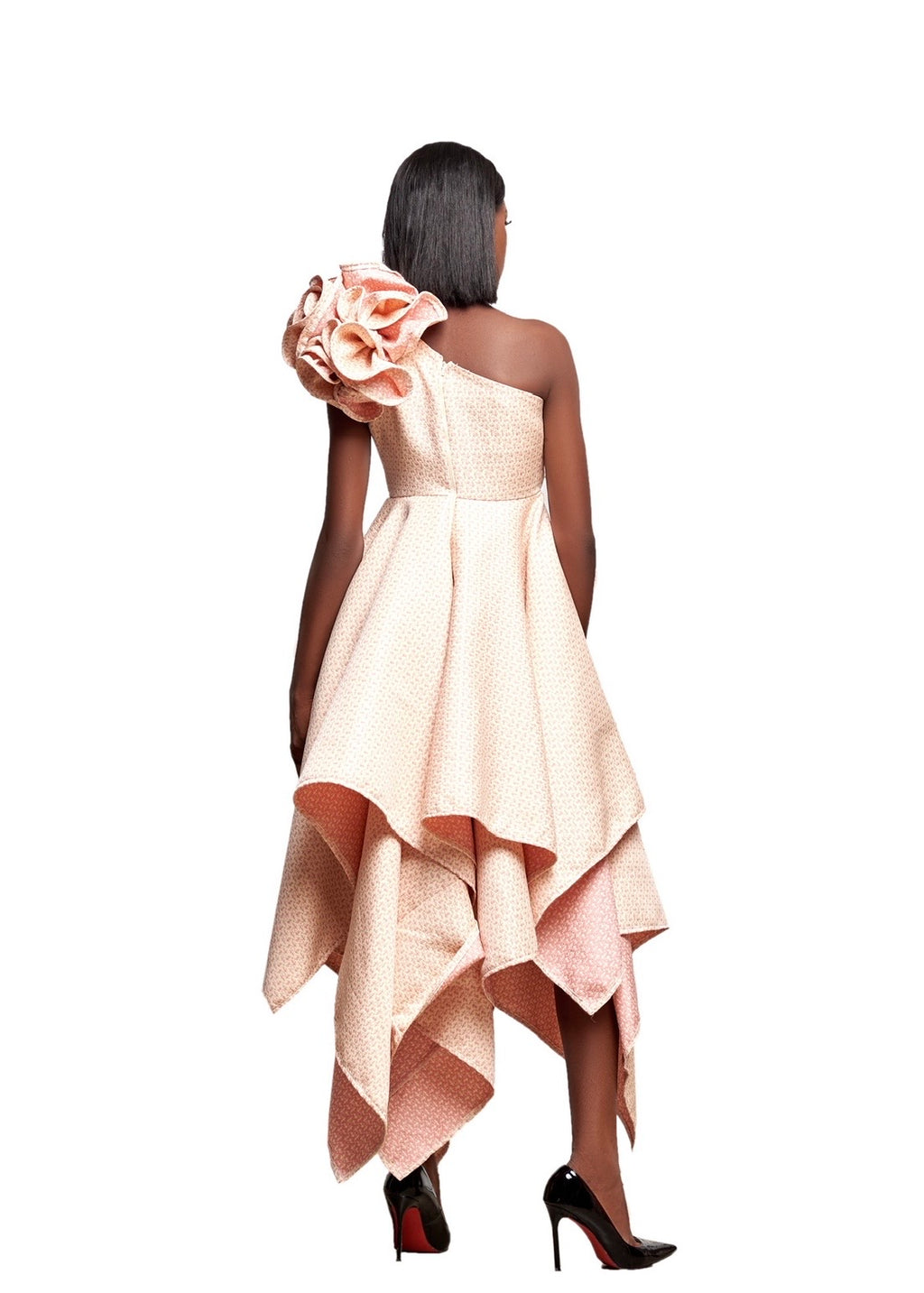 RR ATELIER CASCADE ONE-SHOULDER DRESS