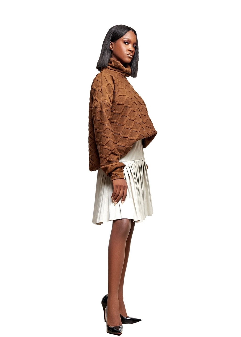 RR ATELIER QUILTED FUNNEL-NECK SWEATER