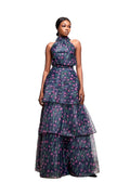 RR ATELIER NOCTURNE TIERED HALTER GOWN