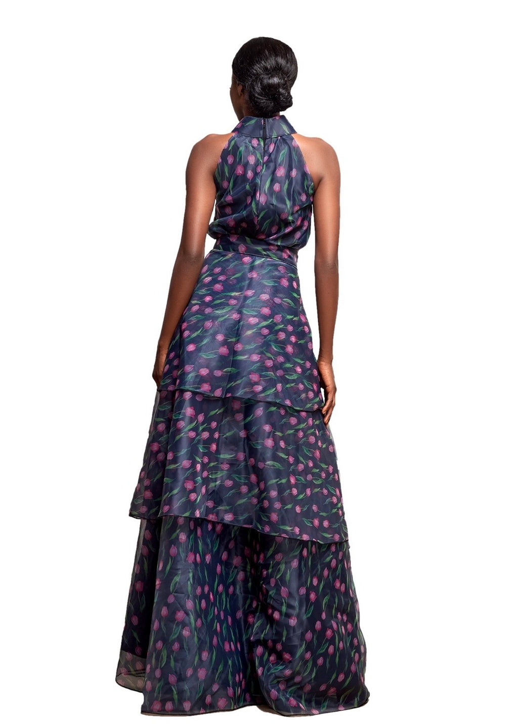 RR ATELIER NOCTURNE TIERED HALTER GOWN