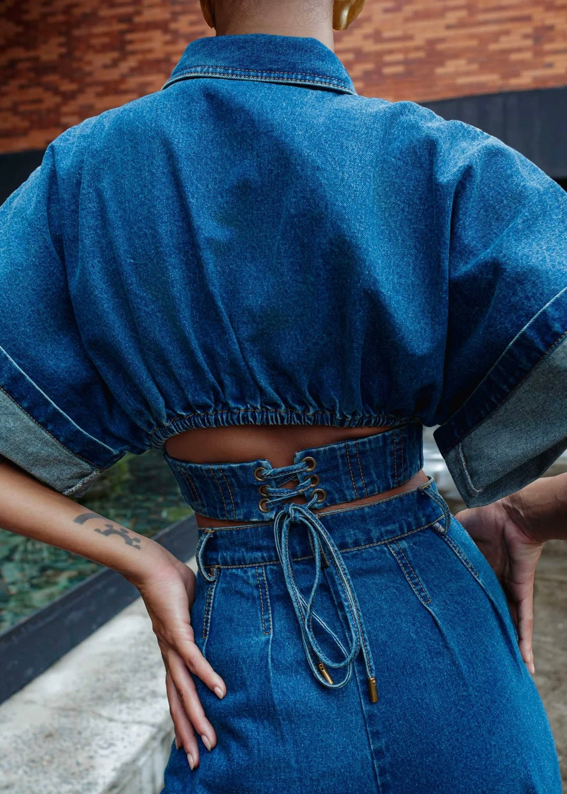 ANDREA IYAMAH - ALU DENIM CROP TOP (FW 25)