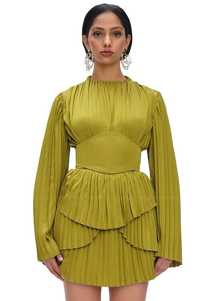 ANDREA IYAMAH LENTI PLEATED MINI DRESS