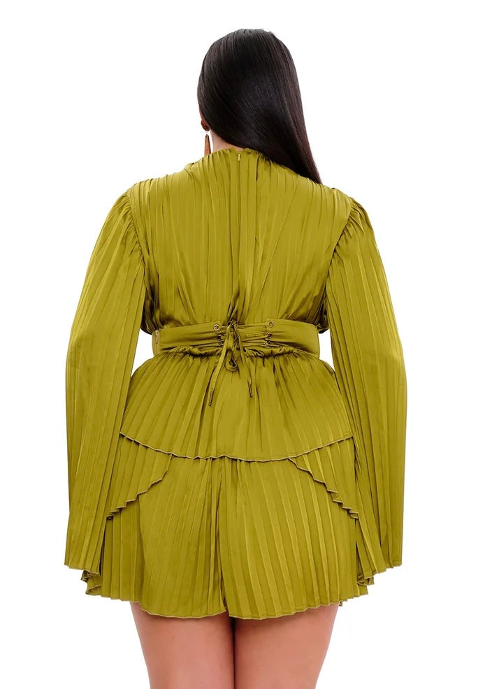 ANDREA IYAMAH LENTI PLEATED MINI DRESS