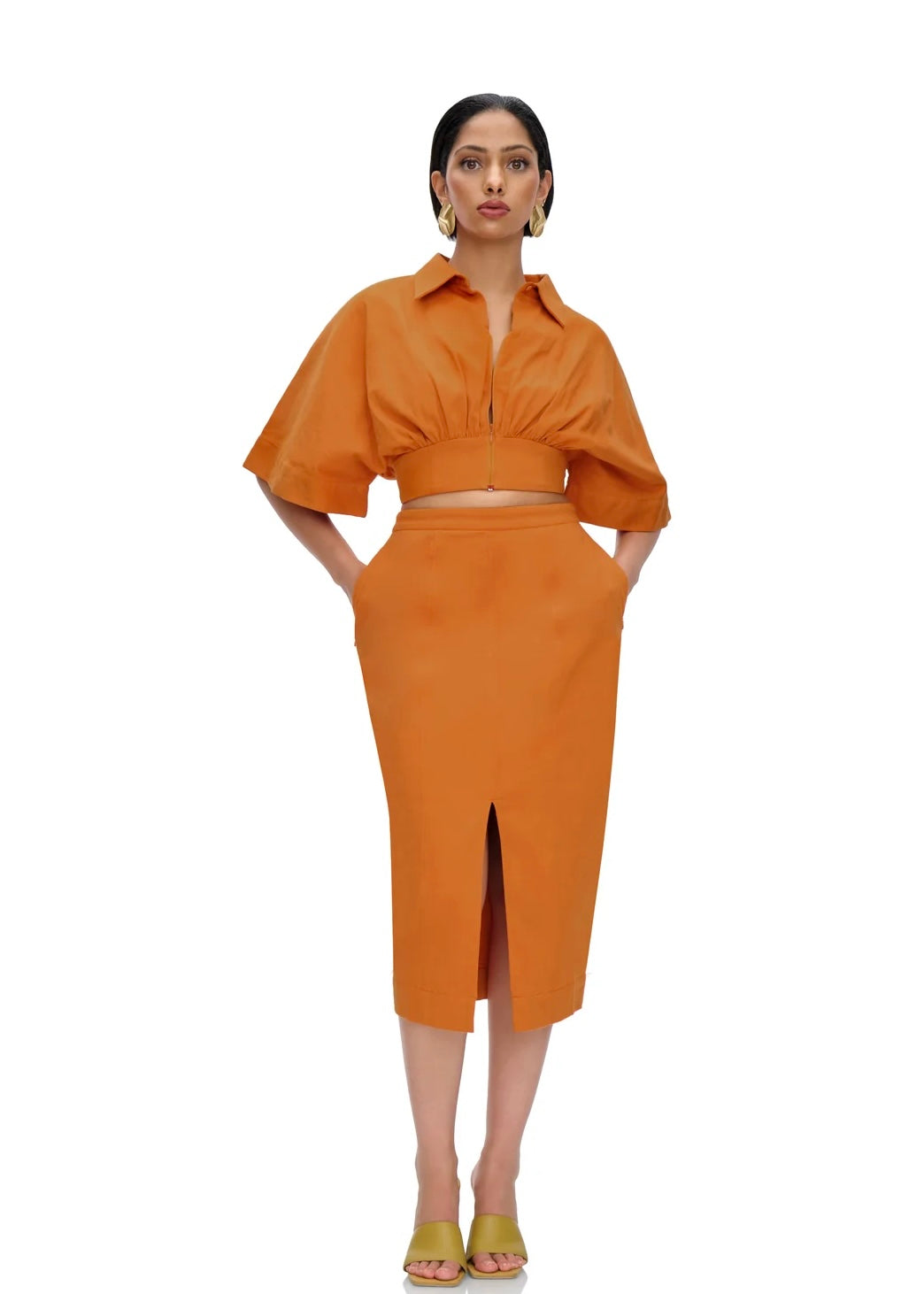 ANDREA IYAMAH ALU CROP TOP & MIDI SKIRT