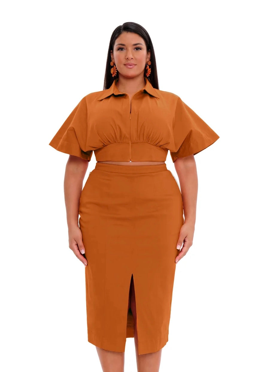 ANDREA IYAMAH ALU CROP TOP & MIDI SKIRT