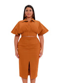 ANDREA IYAMAH ALU CROP TOP & MIDI SKIRT