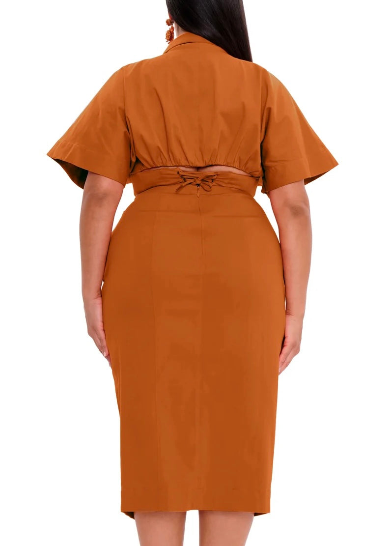 ANDREA IYAMAH ALU CROP TOP & MIDI SKIRT