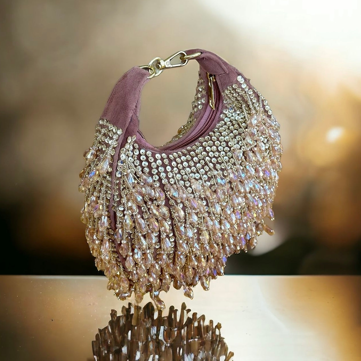 VELMA’S MILLINERY PINK BEADED BAG