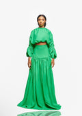 DRAPED BALLOON TOP WITH FLARE SKIRT SET