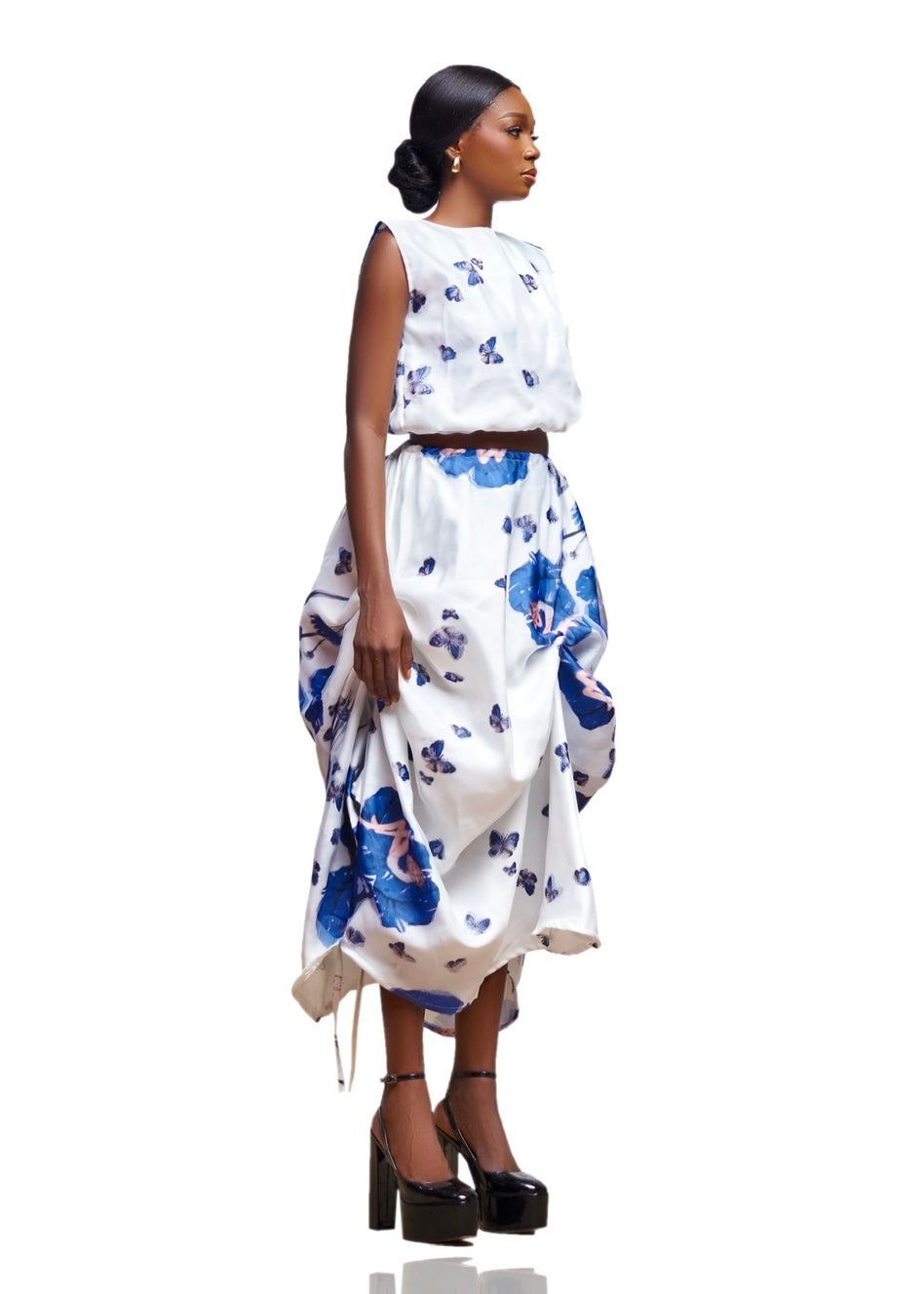 SEDCAZ RUFFLE TOP AND SKIRT SET