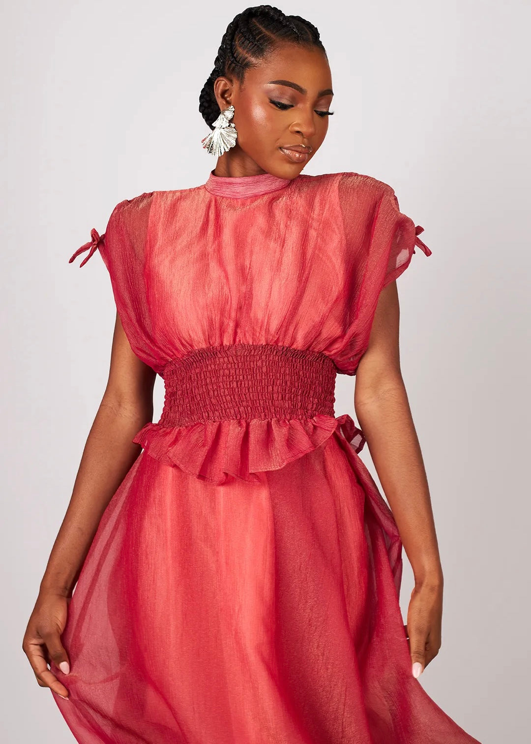 KWELAKU ORIRI ORGANZA MIDI DRESS