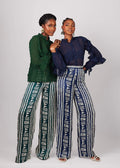 KWELAKU MONOGRAM GEOMETRIC WIDE LEG PANTS