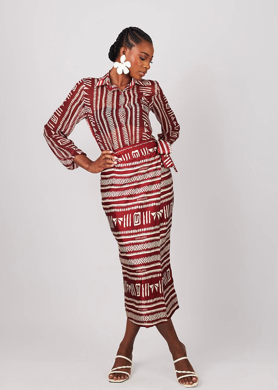 KWELAKU MONOGRAM GEOMETRIC WRAP MIDI SET