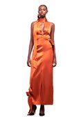 GEOVANTE CARF-NECK COLUMN MAXI GOWN