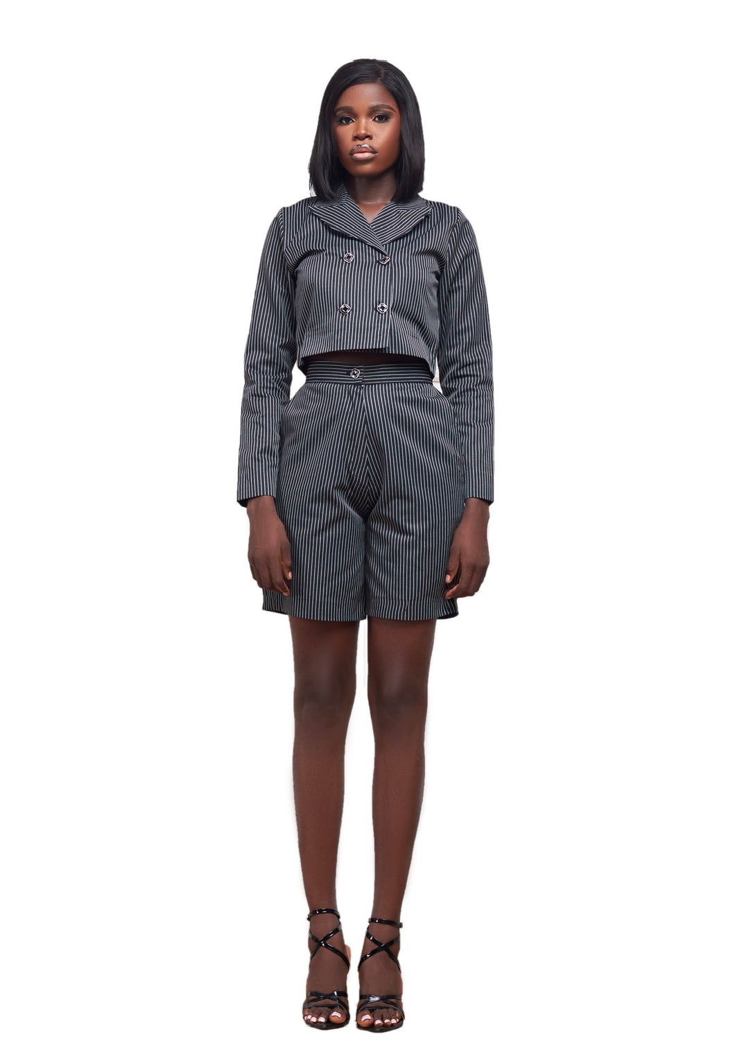 GEOVANTE PINSTRIPE SHORTS SUIT