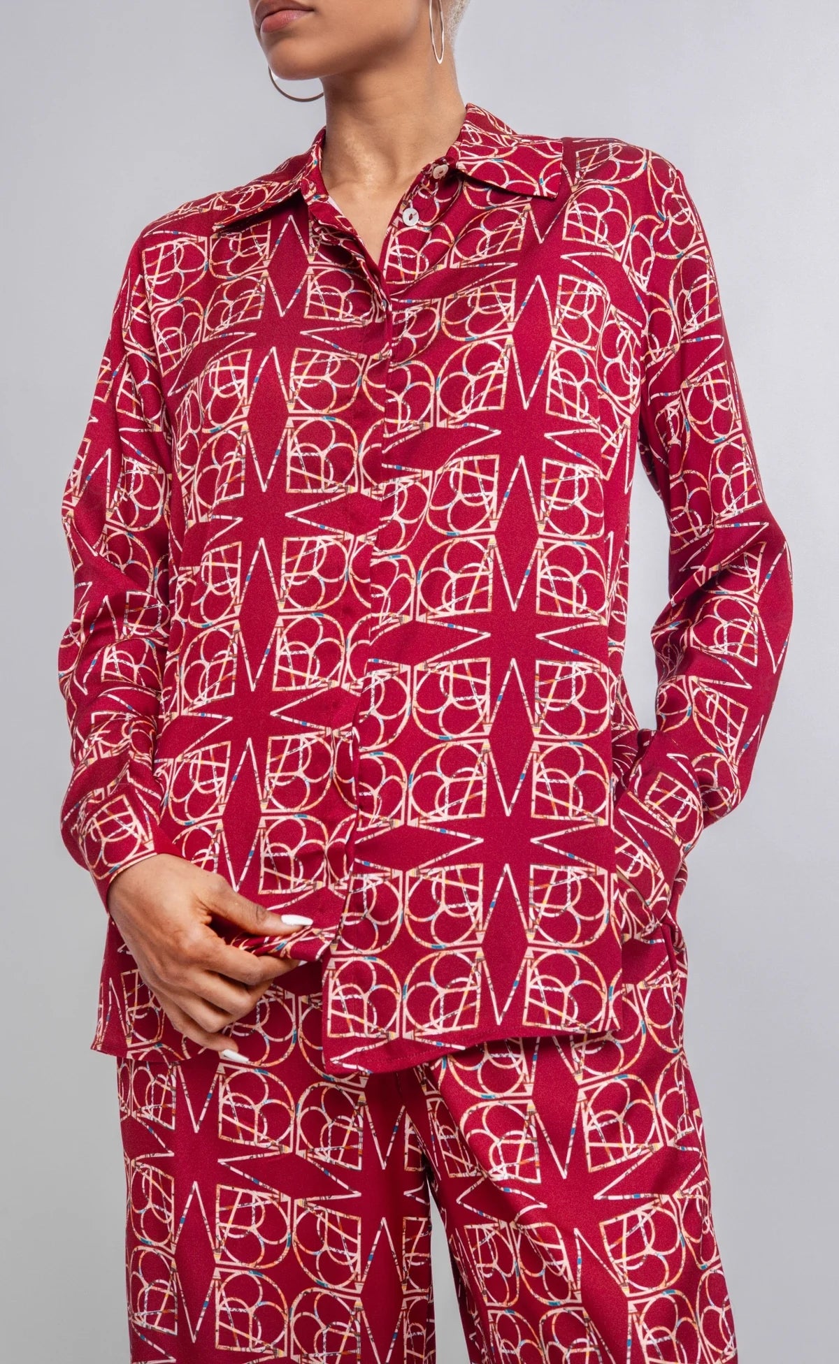 MIRELLABROGGI DAUGHTERS-BURGUNDY LOGO BLOUSE