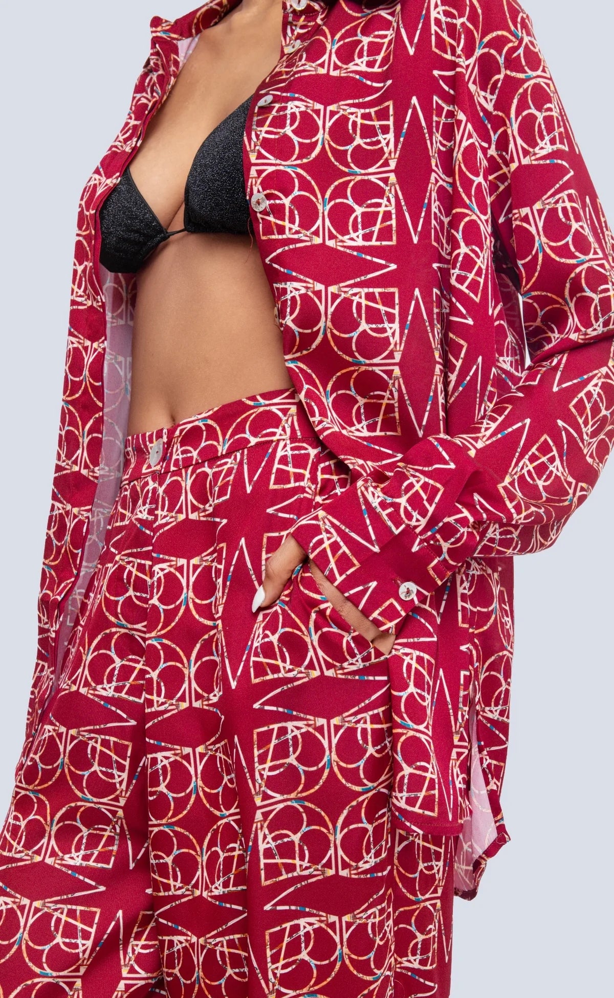 MIRELLABROGGI DAUGHTERS-BURGUNDY LOGO BLOUSE