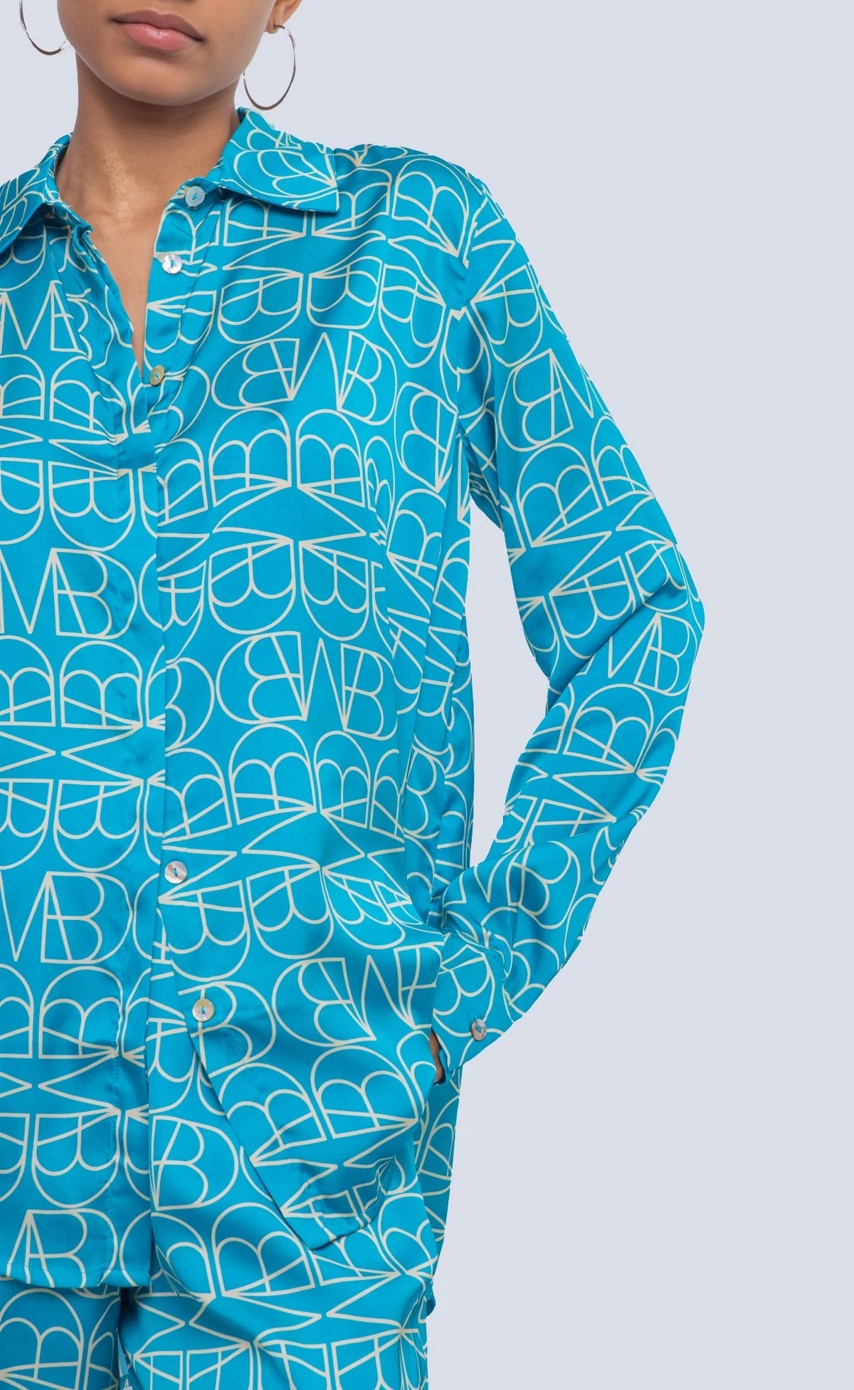 MIRELLABROGGI DAUGHTERS-TURQUOISE LOGO XL BLOUSE