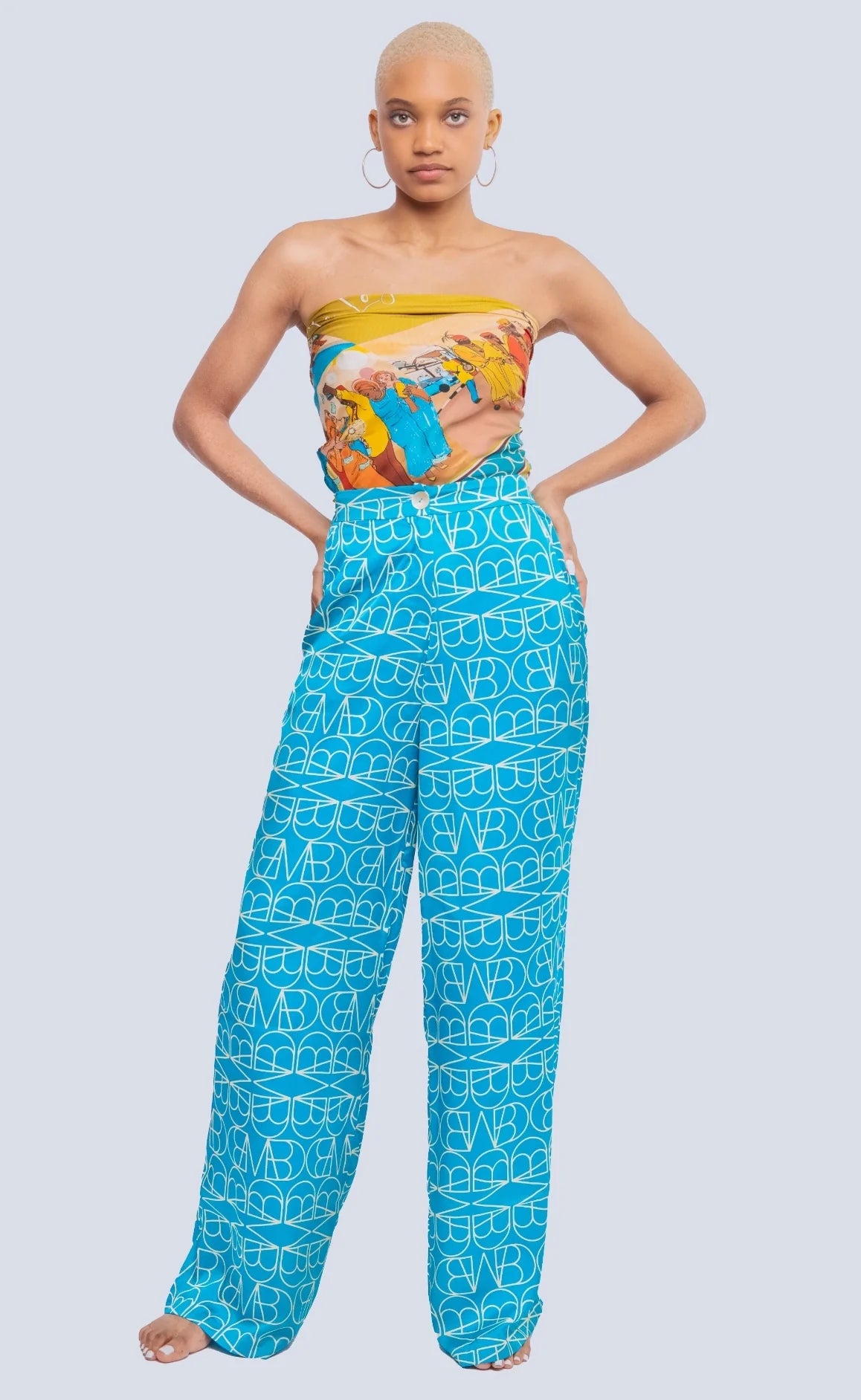 MIRELLABROGGI DAUGHTERS-TURQUOISE LOGO XL PANTS
