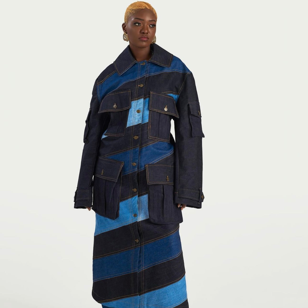 Boyedoe Kuntunkukunku Denim Diagonal Signature Jacket