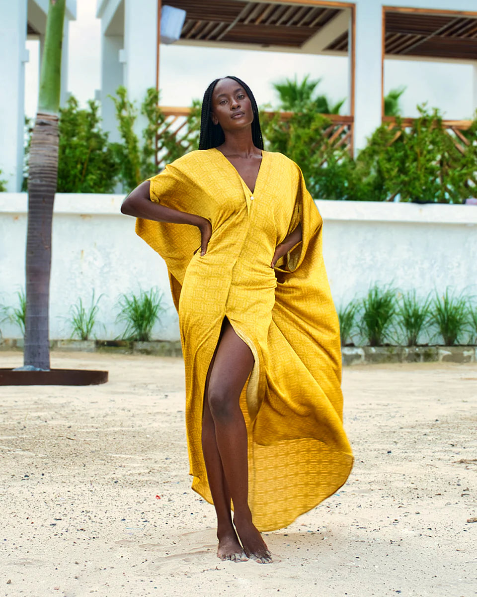 MIRELLABROGGI DAUGHTERS LIQUID GOLD KAFTAN