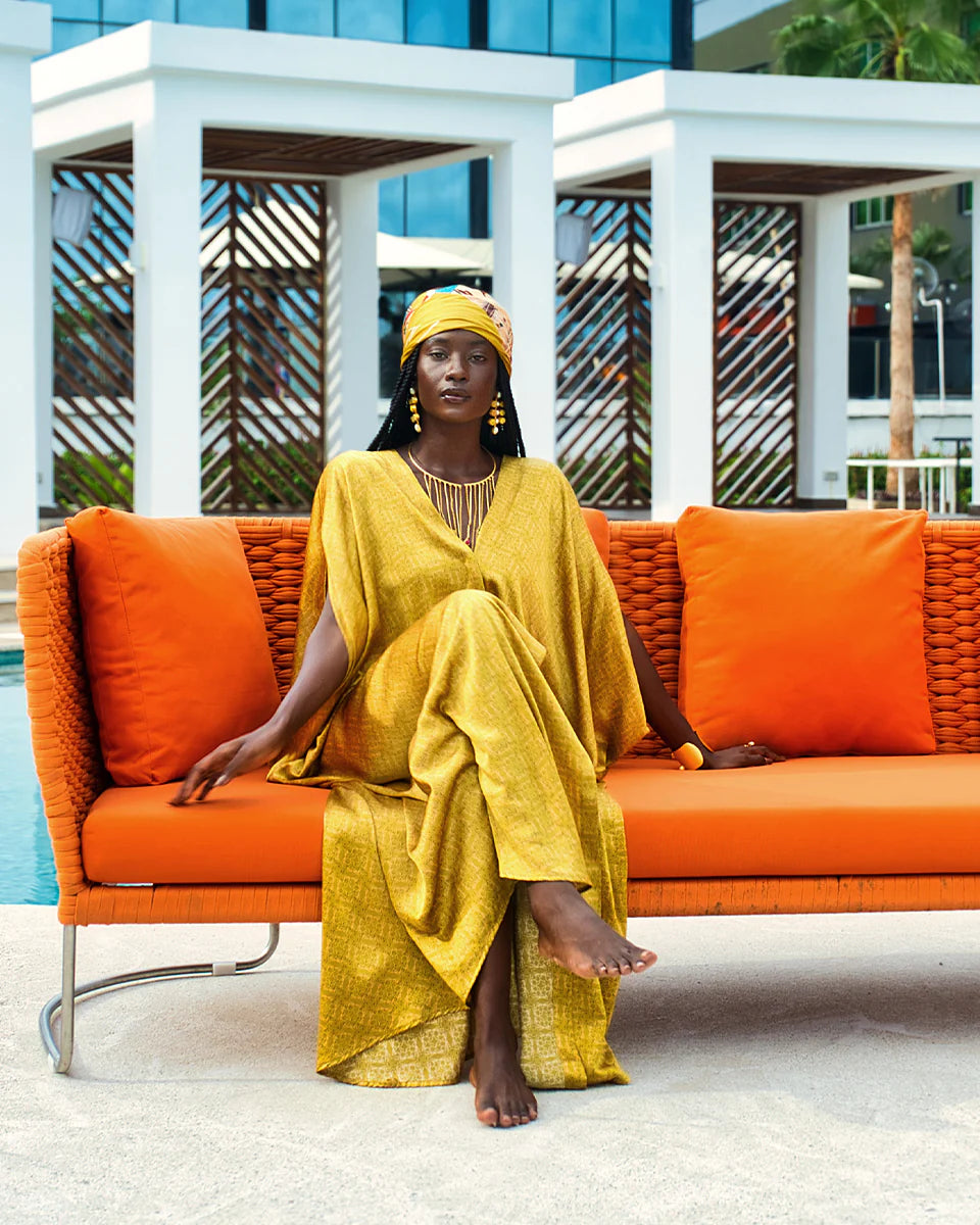 MIRELLABROGGI DAUGHTERS LIQUID GOLD KAFTAN