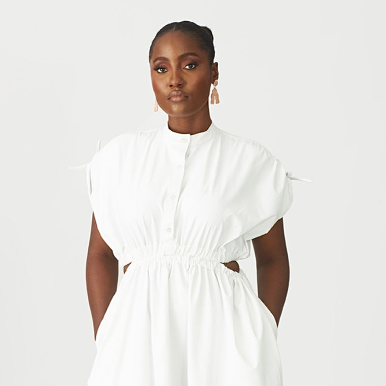 KWELAKU ORIRI CUT-OUT MIDI DRESS